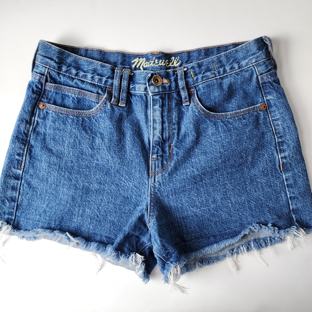 Madewell Raw Hem Cut Off Mid-rise Meduim Wash Denim Jean Shorts - Picture 8 of 8